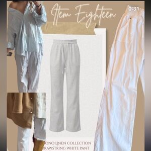 Ci Sono White Linen Drawstring Pants